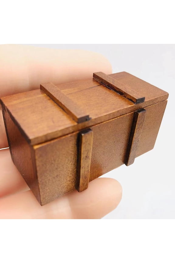 1/12 Dollhouse Vintage Wood Treasure Chest Miniature Furniture Accessories Sturdy Jewelry Case Organizer Treasure Storage Box 5.8x3.1x2.2cm