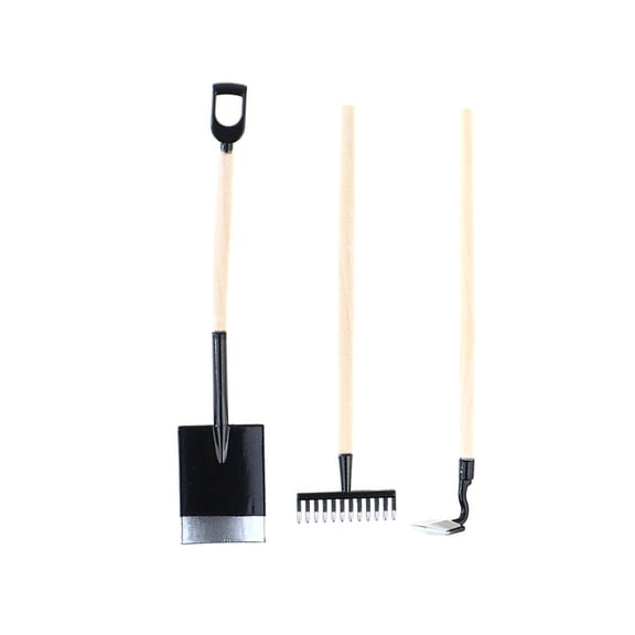 1/12 Dollhouses Garden Tool Set Of 3 Shovel Rakes Hoe Model Charm To Your Miniature Landscaping
