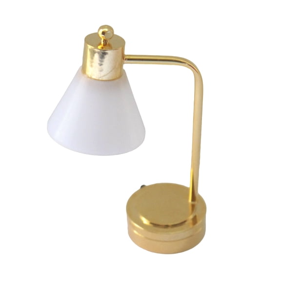 1/12 Dollhouses Miniature LED Desk Lamp with White Shade Elegant Table Light Dollhouses Furniture Decoratvie Accessory