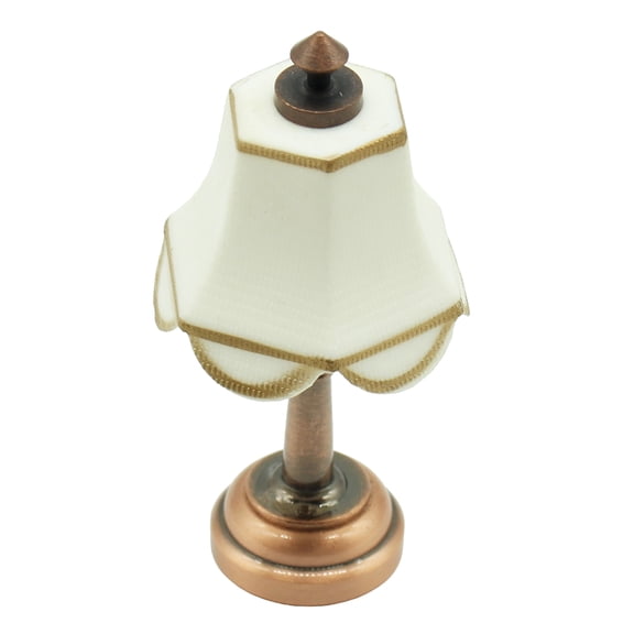 1/12 Dollhouses Miniature LED Table Lamp with White Shade Dollhouses Accessories Bedroom Scene Displaying Furniture