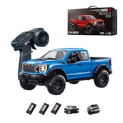 112 F-150 Raptor RC Truck 4WD Off Road Pickup RC Car With High Torque Motor, LED Lighting, Proportional Remote Control For Adults- R12-01Q / Blue / 3Battery