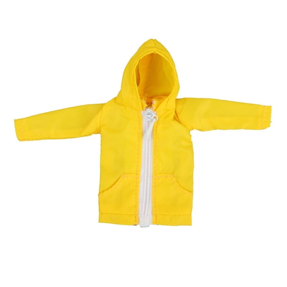 1/12 Female Doll Clothes Mini Hoodie, Handmade Outfit, Zipper Hooded Jacket for 6inch Female Action Figures Dolls Dress up Accessory Yellow