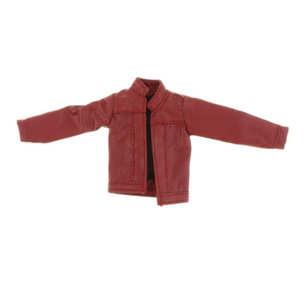 1/12 Female Soldier Faux Leather Coat for 6'' inch Soldier Figures Accessory red
