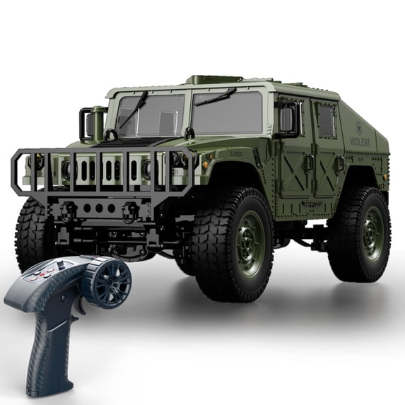 1/12 Jeep Model Car with LED Lights, 280 Motor, 6KM/H Speed 2.4G Off-Road Truck, Linked Steering Wheel & Detailed Interior – Realistic RC Military Remote Control Car Toy for Adults