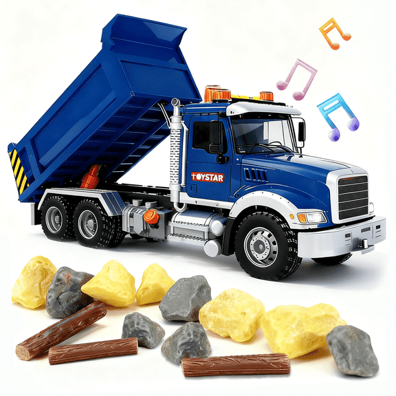 YCFUN Dump Truck Toy for Kids, Transport Car Carrier Truck Toy with Lights, Sounds & Tilting Bed, Birthday Gift for Boys Girls Ages 3+