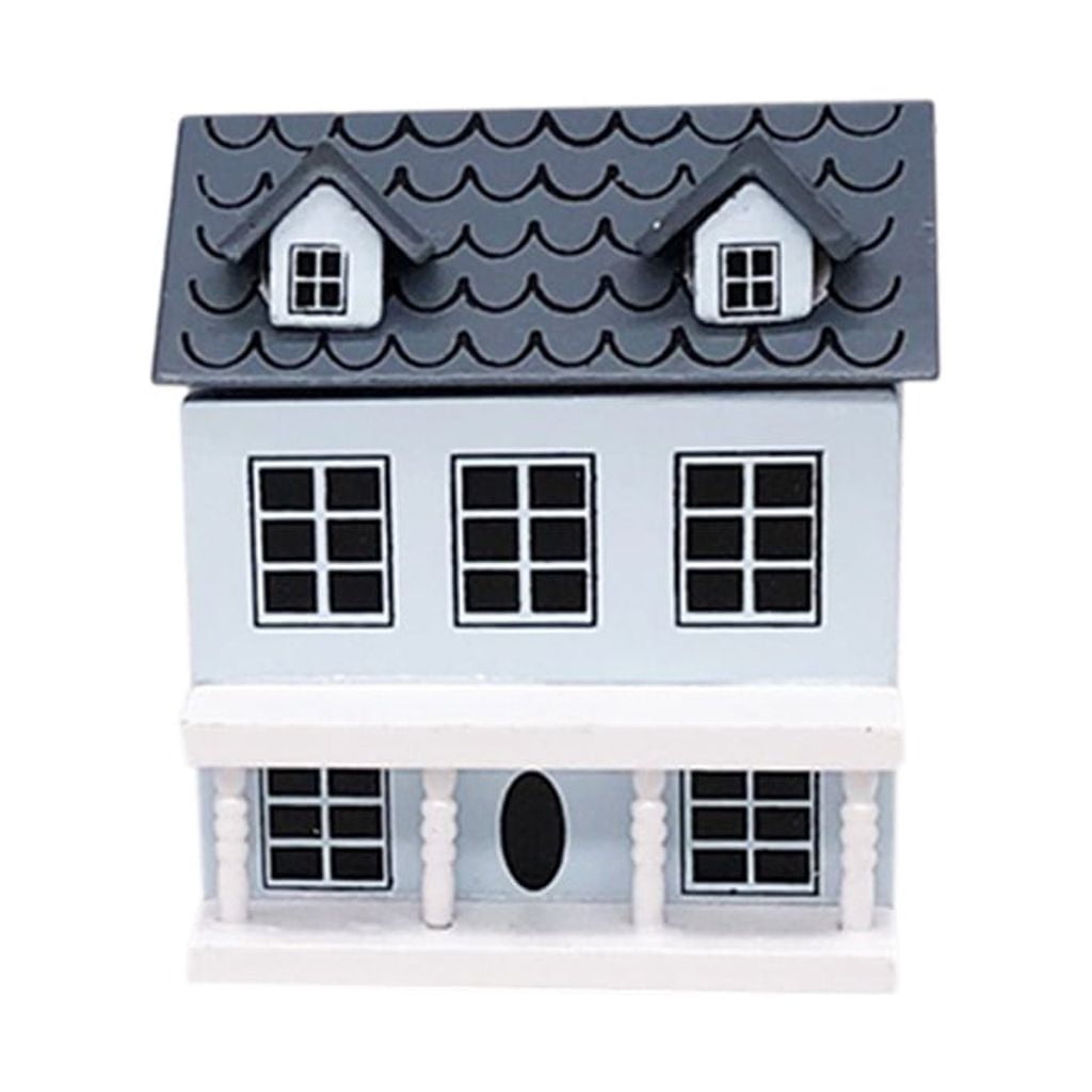 1/12 Mini Dollhouse Miniature Villa Mini with Movable Grey Roof Toy