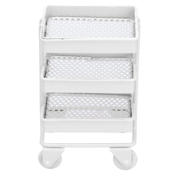 1:12 Mini Level Storage Rack with Wheels Doll Accessories Kitchen Furniture Toy Christmas Gift For Boys Girls 3-6 Year Old