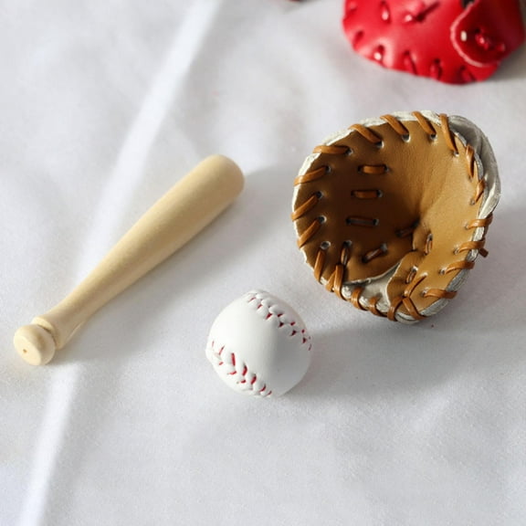 1:12 Miniature Baseball Set, Doll House Accessories Miniature Baseball Decoration Accessories for Dollhouse Tabletop Decor Ornaments
