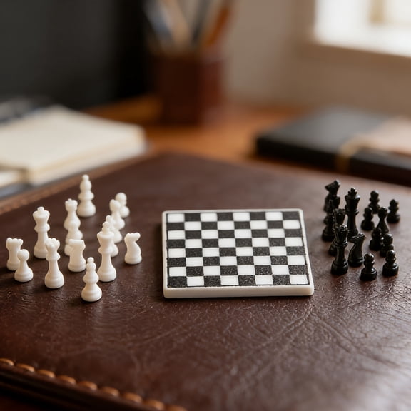 1:12 Miniature Chess Set with 3D Printed Miniature Chessboard House, Miniature Scene Desktop Decoration Accessory, Ideal Gift for Chess Enthusiasts, Students, and Families for Back-to-School Souvenir