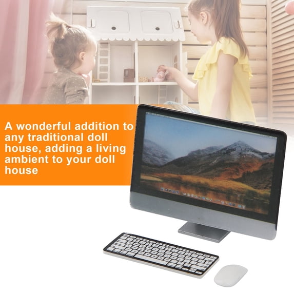 1:12 Miniature Computer Set Screen Keyboard Mouse Simulation Dollhouse AccessoryComputer Set