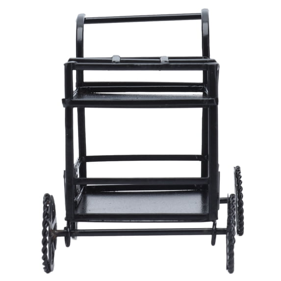 1:12 Miniature Dining Cart Doll Accessories Simulation Metal Miniature Kitchen Cart for Children Birthday Gift