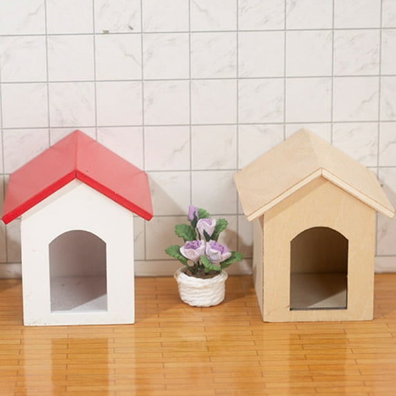 1:12 Miniature Dog House Realistic Excellent Workmanship Wood Fairy Micro Landscape Dog House for Children