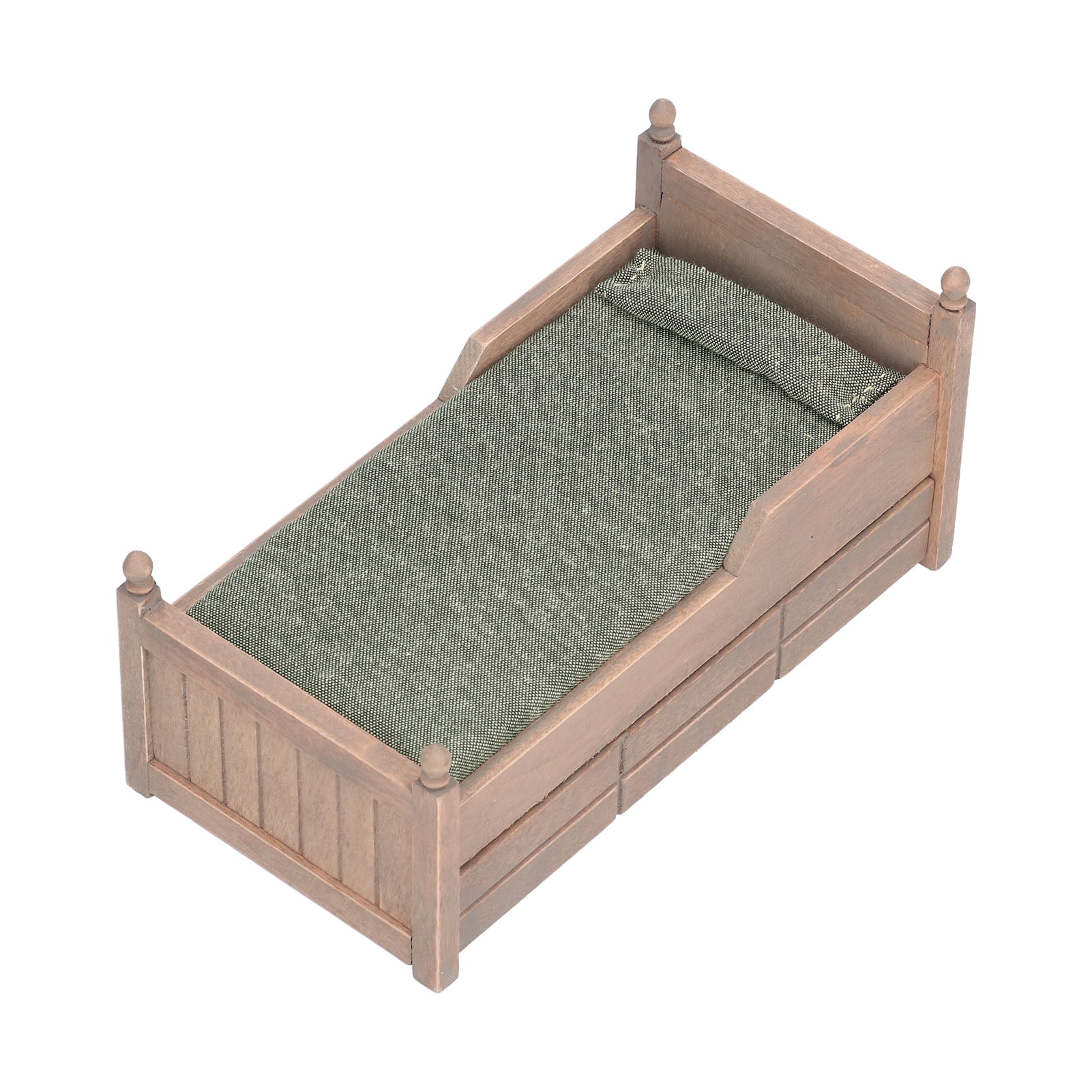 112 Miniature Dollhouse Birch Bed Mini Furniture Doll House Decoration