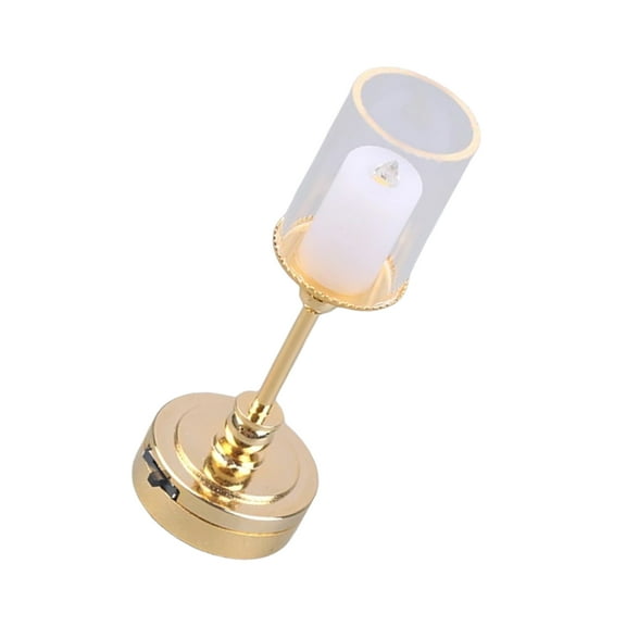 1/12 Miniature Dollhouses Table Lamp for Handmade Enthusiasts and Collector with Glass Shape and Metal Light Base