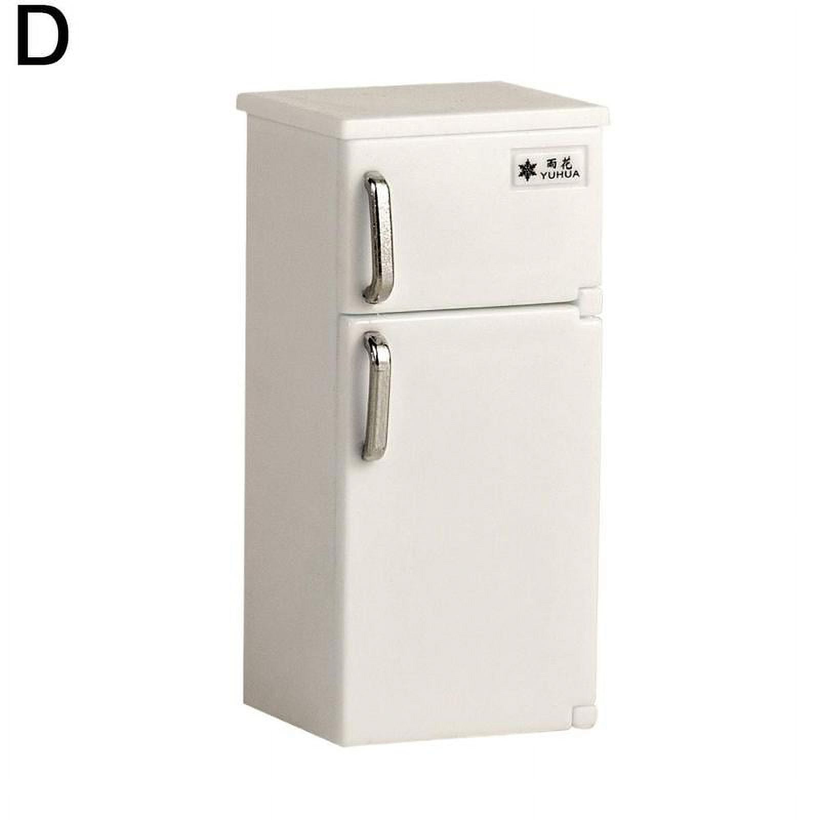 Mini Réfrigérateur En Bois Pour Maison De Poupée 1:12 - Bouleau Blanc, Double Porte, Décoration Réaliste - 14