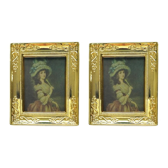 1:12 Miniature Picture ,Vintage Wall Painting, Dollhouse Furniture And Accessories - Pack 2 - Lady