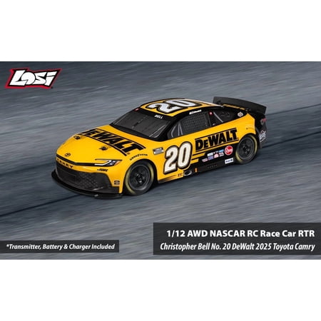 1/12 NASCAR RC Race Car No. 20 DeWalt 2025 Toyota Camry 2S AWD RTR Brushed On-Road (Battery & Charger Included)