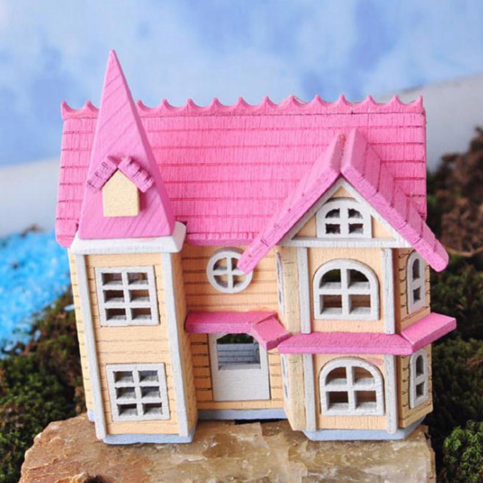 1/12 Pink DIY Mini Wooden Dolls Miniature House Handicraft Assemble