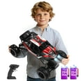 thumbnail image 1 of 1:12 RC Cars 4WD off Road 2.4Ghz RC Monster Truck with Metal Shell and Light, Remote Control Car Crawler for Adult and Kid, 2 Batteries, Red, 1 of 8