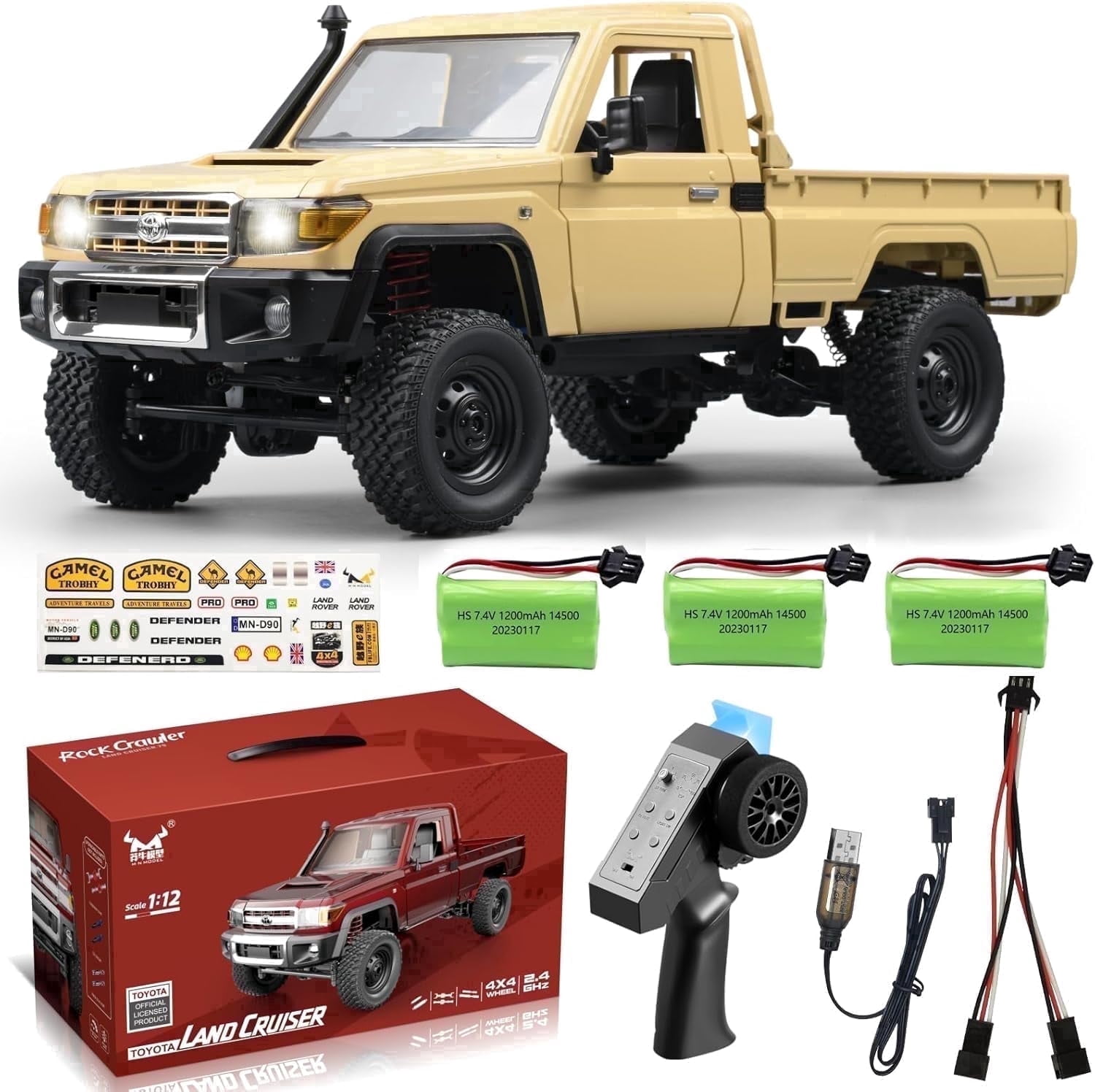 AOBAIWO 1/12 RC Crawler MN82 RC Car Rock Crawler 4x4 with 3 Upgraded 1200mah Battery 2.4GHz Remote Control Truck 4WD Off-Road Pick-up Truck RTR 280 Strong Magnetic Motor