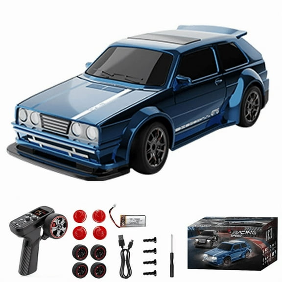 1/12 RC Drift Rally Car with Gyro, 4WD All-Terrain Racing Car with LED Lights & 390 High-Speed Motor, 32KM/H Remote Control Drift Vehicle Toy Gifts