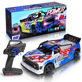 1/12 Scale 4WD Brushless Motor RC Racing Car 60KMH High Speed Vehicle With LED Lights 2.4GHz Remote Control Hobby Grade Vehicle ,124020- Red and blue