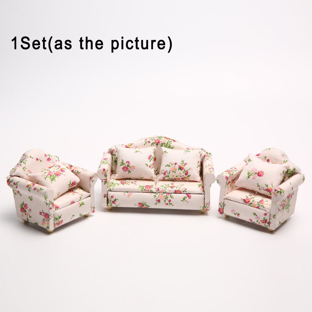 1/12 Scale Doll House Furnitures 3pc Sofa Miniature Dollhouse Toy