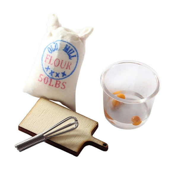 1/12 Scale Doll House Miniature Doll House Decoration Food Model Toy DIY Breakfast Ornament Flour Bread Making Set for Toddlers Kids Girls