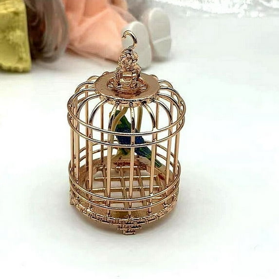 1/12 Scale DollHouse Miniature Golden Bird Cage Model Furniture Decoration Part