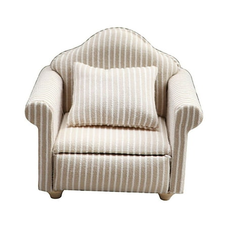 1/12 Scale Dollhouse Couch Miniature Recliner Simulation Accessories with Pillow Home Decor for Children---Single Sofa