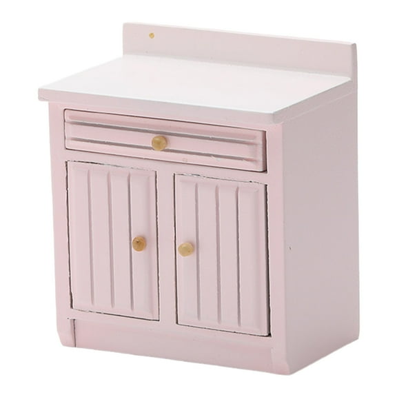 1/12 Scale Dollhouse Kitchen, Modern Dollhouse Furniture, Wooden Miniature Kitchen Furniture Cabinet, Tiny Cabinets/Cooking Table/Counter Toys for Dollhouse Displays and Collector's Arrangements