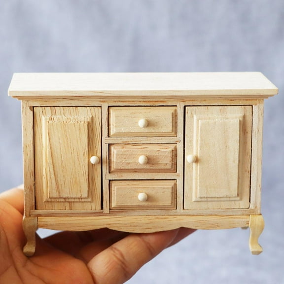 1/12 Scale Dollhouse Miniature Bedside Cabinet Drawer Doll Furniture Room Wooden Drawer Cabinet Dollhouse Decor