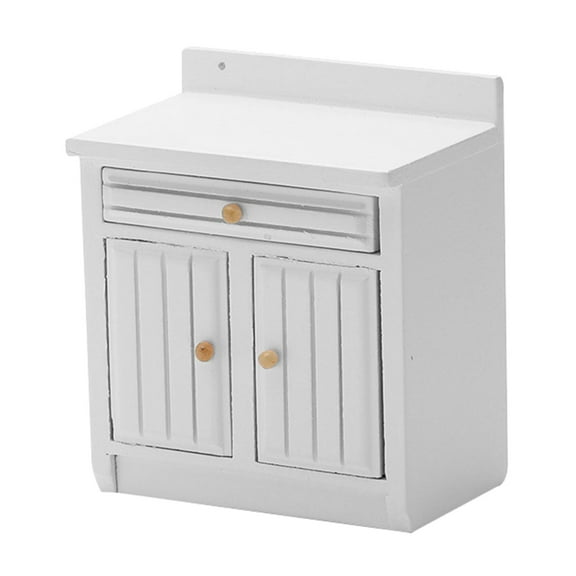 1/12 Scale Dollhouse Miniatures Kitchen Furniture Wood Cabinet Cupboard White