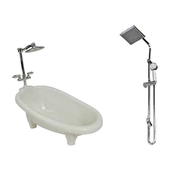 1:12 Scale Dollhouse Simulation Miniatures Bathroom Shower Accessory Bathtub and Shower Rod Decoration Scene