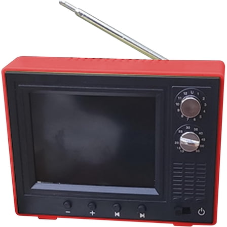 1:12 Scale Dollhouse TV, USB Rechargeable Mini Retro TV Toy That Can Play Video with LCD Screen & 180 Rotatable Antenna Dollhouse Furniture DIY Setting Accessories(Q)