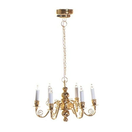 1/12 Scale Dollhouses 6 Head Chandelier European Styls Lamp LED Ceiling Light for Model Project Scene Display