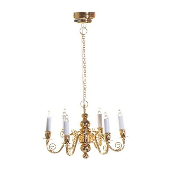 1/12 Scale Dollhouses 6 Head Chandelier European Styls Lamp LED Ceiling Light for Model Project Scene Display