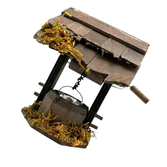1/12 Scale Dollhouses Furniture Corridors Well Rotating Handle and Model Lifting Bucket for Miniature Decoration