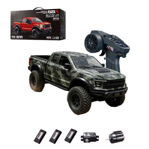 1:12 Scale F150 Raptor Style 4WD RC Off-Road Truck, 15KM/H High Speed Remote Control Car 2.4GHz All Terrain Pickup with Lighting System & Proportional Throttle for Adults Enthusiasts