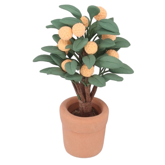 1:12 Scale Miniature Bonsai Plant Potted Clay Ceramics Home Decor Mini Orange Tree