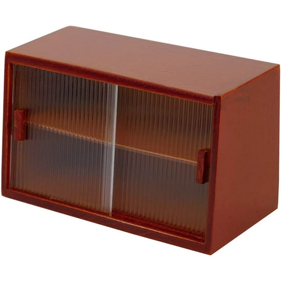 1/12 Scale Miniature Cabinet Mini Kitchen Upper Cabinet Wooden Brown Cake Cabinet for for Miniature Kitchen Living Room Decoration