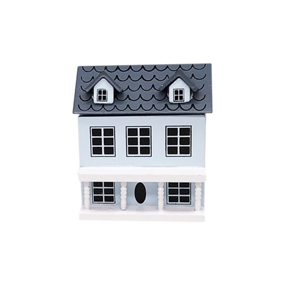 1/12 Scale Miniature Dollhouse Villa Model Kit with Detachable Roof and Realistic Grey Exterior for Garage Display