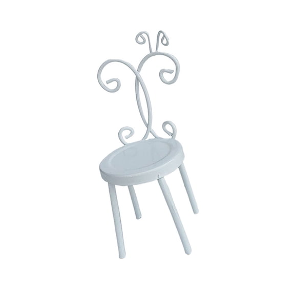 1/12 Scale Miniature Iron Back Chair Antique Design Alloy Dollhouses Furniture For Dollhouses Display And Collection