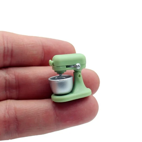 1:12 Scale Miniature Lightweight Blender Model Ornament, Resin Material, No Power, Metal Texture Mixing Bowl, Dollhouse Decor, DIY Kitchen Scene, Decoration, Dollhouse Accessory