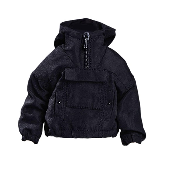 1/12 Scale Miniature Male Doll Hoodies Front Pocket Pullover Long Sleeve for 6inch Male Action Figures BJD Doll Accessory Clothing Clothes Black