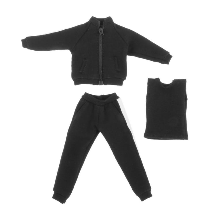 1/12 Scale Miniature Male Doll Tracksuit Set Outfits Fashion Handmade  Sports Gym Sweatsuit for 6 inch Action Figures BJD Doll Body Accessory 