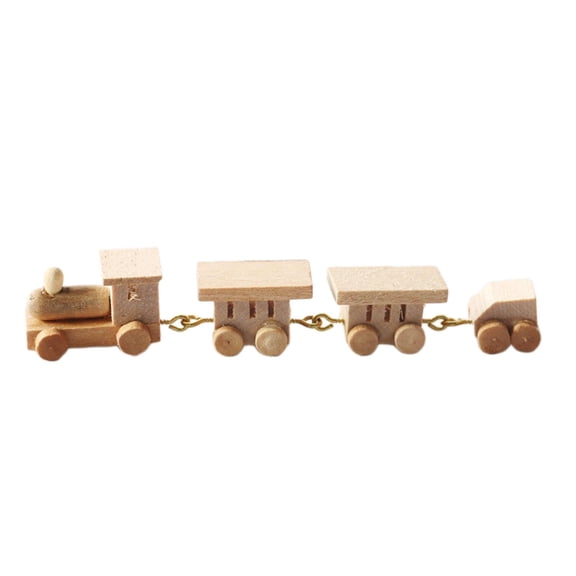 1:12 Scale Miniature Train Model Mini Wooden Locomotive for Kids 4 5 6 Gifts