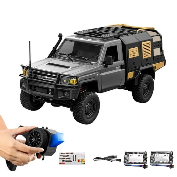 1/12 Scale RC Crawler, MN-82S LC79 RTR RC Truck 4x4 Off Road Vehicles 2.4GHz RC Rock Crawler Car with LED Lights, 7.4V 1200mAh Battery for Adults Hobby Toys (Silver)