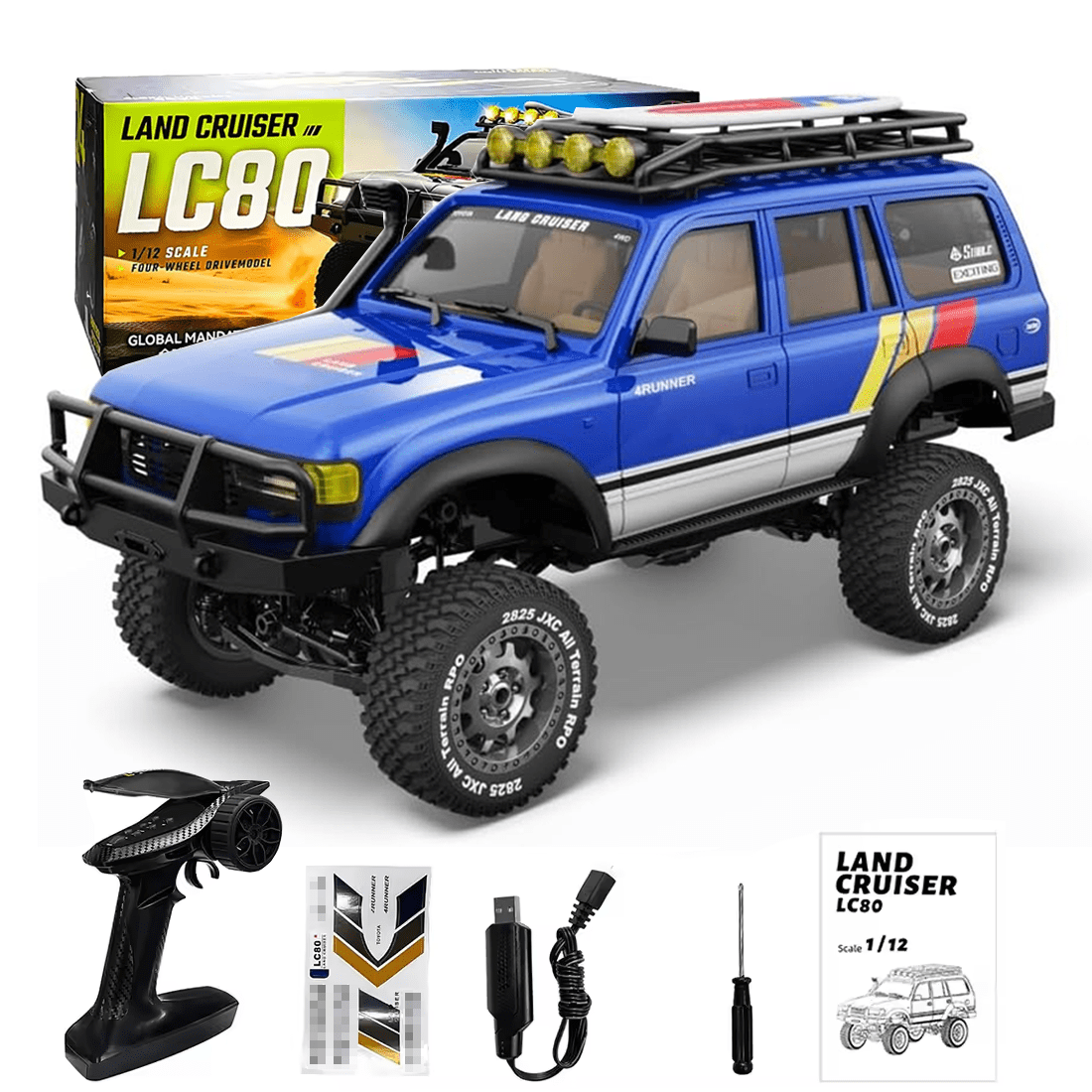 1:12 Scale RC Off-Road Model Car, 2.4G 4WD Remote Control Climbing Vehicle with Powerful Drive, RTR Hobby RC Crawler Truck for Adult