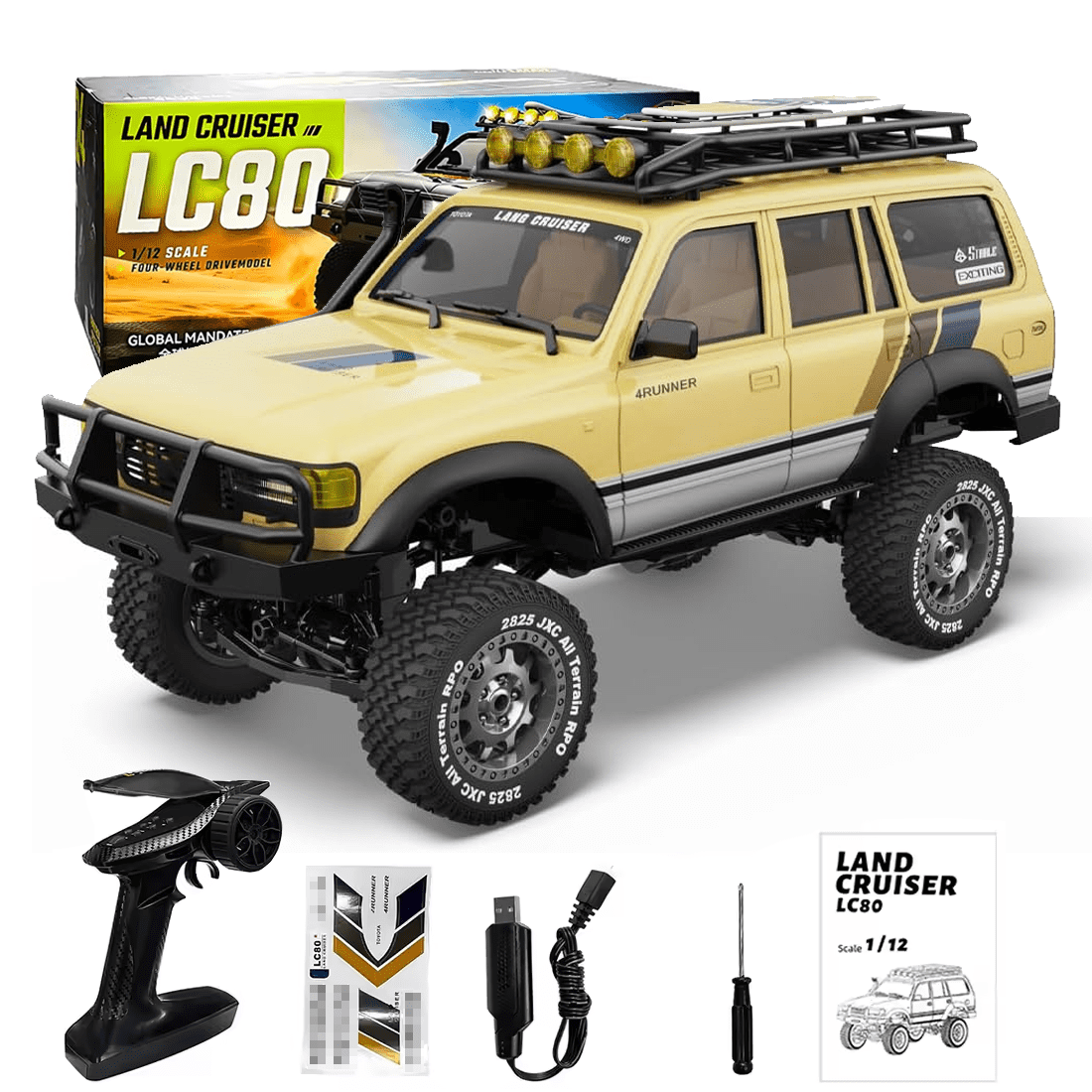 1:12 Scale RC Off-Road Model Car, 2.4G 4WD Remote Control Climbing Vehicle with Powerful Drive, RTR Hobby RC Crawler Truck for Adult